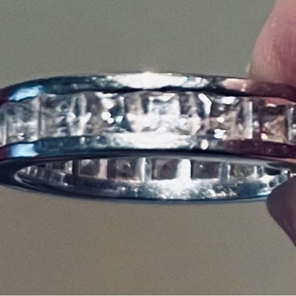 White gold and cubic zirconia channel set band - Picture 5 of 5